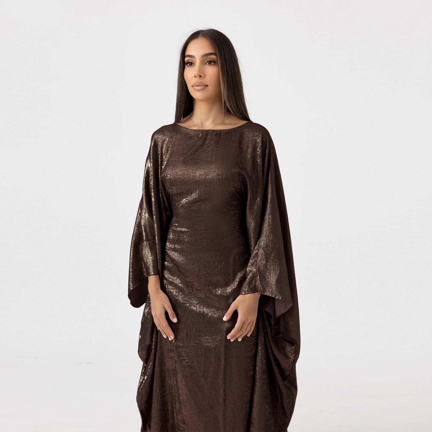 Shiny Batwing Satin Maxi Abaya - Luxury 2024 Dubai Kaftan | Long Moroccan Caftan Dress